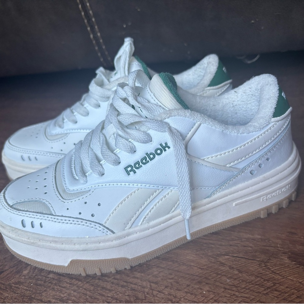 Reebok Women Classic White and Green Sneakers